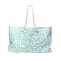 Leopard Print Perfect Weekender Bag, White Tote, Mint Green Beach Overnight Duffel, Weekend Getaway, Travel, Gift