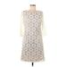 Vince Camuto Casual Dress - A-Line Scoop Neck 3/4 sleeves: Ivory Dresses - Women's Size 8