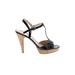 Franco Sarto Heels: Black Solid Shoes - Women's Size 9 - Open Toe