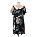 Sunny Girl Casual Dress - Mini Scoop Neck Short sleeves: Black Print Dresses - Women's Size 5