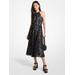 Michael Kors Palm Lace Belted Halter Dress Black S