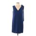 Donna Morgan Casual Dress - Shift: Blue Solid Dresses - Women's Size 6