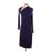 Colleen Lopez Cocktail Dress - Midi High Neck 3/4 sleeves: Purple Solid Dresses - Women's Size Small