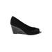 Bandolino Heels: Pumps Wedge Work Black Print Shoes - Women's Size 10 - Peep Toe