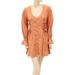 Free People Dresses | Free People Buttondown Tunic Mini Dress Solid Lace-Up Frill Pleated S New | Color: Orange | Size: S