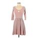 Forever 21 Casual Dress - Fit & Flare: Pink Marled Dresses - Women's Size Small