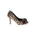 Beverly Feldman Heels: Pumps Stilleto Feminine Brown Leopard Print Shoes - Women's Size 6 1/2 - Peep Toe