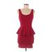 Forever 21 Cocktail Dress - Mini Scoop Neck Sleeveless: Burgundy Print Dresses - Women's Size Medium