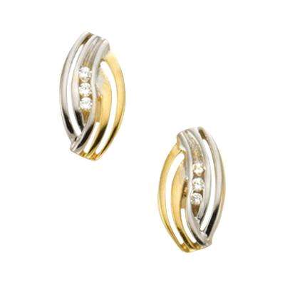 Paar Ohrstecker VIVANCE "333/- Gelbgold bicolor 6x Zirkonia", bunt (mehrfarbig, weiß), Ohrringe, Damen, ONE-SIZE, Gold Image