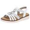 Sandale REMONTE, Damen, Gr. 45, silber (weiß, silberfarben), Lederimitat, casual, Schuhe, Sommerschuh, Sandalette, Keilabsatz, mit praktischen Gummizügen