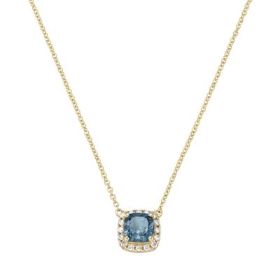 Collier LUIGI MERANO "Edelstein & Brillanten, Gold 585", blau, Halsketten, Damen, 45cm, Gelbgold 585