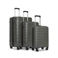 ANTLER - Set of 3 Suitcases - Logo Luggage - Moss Grey - Cabin, Medium & Large - Lightweight Suitcase for Travel - Hard Shell Suitcase with 4 Spinner Wheels & Expandable Zip - TSA Approved Locks