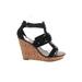 DV by Dolce Vita Wedges: Black Print Shoes - Women's Size 9 - Open Toe