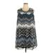 Ashley Stewart Casual Dress - Mini Crew Neck Sleeveless: Blue Chevron Dresses - Women's Size 18 Plus