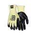 MCR Safety Cut Pro 15 Gauge Stretch Kevlar Shell Cut Resistant Work Gloves Textured Nitrile Coated Palm and Fingertips Black/Yellow Medium 9693M