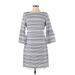 Vince Camuto Casual Dress - Shift: Gray Stripes Dresses - Women's Size 4