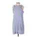 Cloth & Stone Casual Dress - Shift: Blue Solid Dresses - Women's Size Small