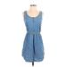 Gap Outlet Casual Dress - Mini Scoop Neck Sleeveless: Blue Polka Dots Dresses - Women's Size Small