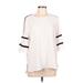 Calvin Klein 3/4 Sleeve Blouse: Ivory Color Block Tops - Women's Size Large
