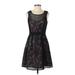 Jessica Simpson Casual Dress - A-Line Scoop Neck Sleeveless: Black Print Dresses - Women's Size 2