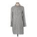 Old Navy Casual Dress - Shirtdress Collared Long sleeves: Gray Print Dresses - Women's Size Small