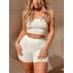 Ensemble de survêtement de fitness en tricot pour femme short court moulant short taille haute