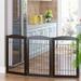Tucker Murphy Pet™ Free Standing Pet Gate Wood (a more stylish option)/Metal (a highly durability option) in Black/Brown | Wayfair