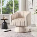 Barrel Chair - George Oliver 27.56 Wide Swivel Barrel Chair in Brown | 30.7 H x 27.56 W x 27.56 D in | Wayfair 5450B40F13794CB180AEFD158588738D