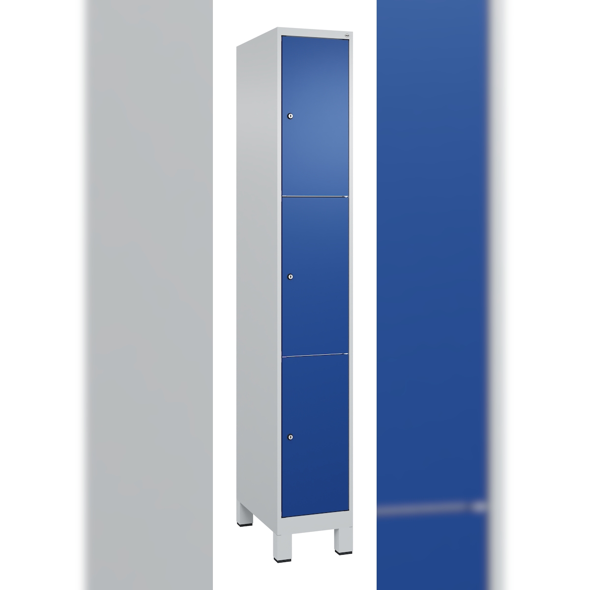 C+P Schließfachschrank Classic PLUS, Füße, 1 Abteil, 1950x300x500mm, 7035/5010 Image