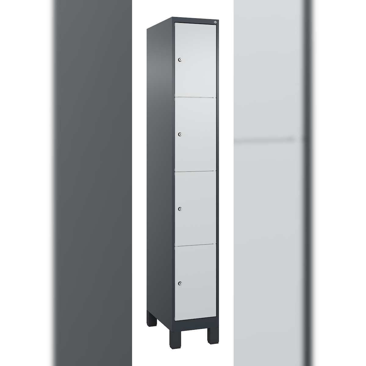 C+P Schließfachschrank Classic PLUS, Füße, 1 Abteil, 1950x300x500mm, 7016/7035 Image