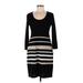 Studio One Casual Dress - Sweater Dress: Black Stripes Dresses - New - Women's Size Medium