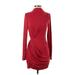 Choosy Casual Dress - Party Turtleneck Long sleeves: Burgundy Solid Dresses - Women's Size 4