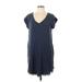 FATE by LFD Casual Dress - Shift V Neck Short sleeves: Blue Print Dresses - Women's Size Large