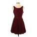 Forever 21 Cocktail Dress - A-Line: Burgundy Jacquard Dresses - Women's Size Small