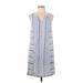 Artisan NY Casual Dress - Mini V-Neck Sleeveless: Blue Print Dresses - Women's Size X-Small