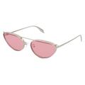 Alexander McQueen AM0424S Damen-Sonnenbrille Vollrand Rund Metall-Gestell, silber