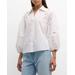 Sharon Broderie Anglaise Blouson-sleeve Collared Top