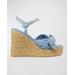 Sofia Denim Bow Wedge Espadrille Sandals