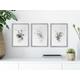 Silver Green Botanical Trio - A4 Framed Wall Art Set, Nature-Inspired Decor, Stylish Wall Accent