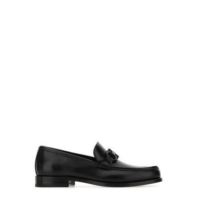 Leather Gancini Loafers - Black - Ferragamo Slip-Ons