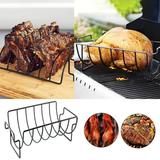 Ruifushidai Bbq Rib Rack For Or Grill Sturdy And Non Stick Can Be Used For Grills Grilled Chicken Rack Holds Up To 5 Small Ribs Grilled Meats And Bbq Gifts