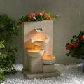 Teamson Home Outdoor 29 Planter 3 Tier Cascading Bowl Fountain Natural