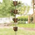 TOFOTL Steel Leaf Rain Chain Metal Garden Art Gift For Mom Gutters Rain Catcher For Downspout With Adapter Thick Iron Flower Cups Garden Decor Enrich Tiny Home