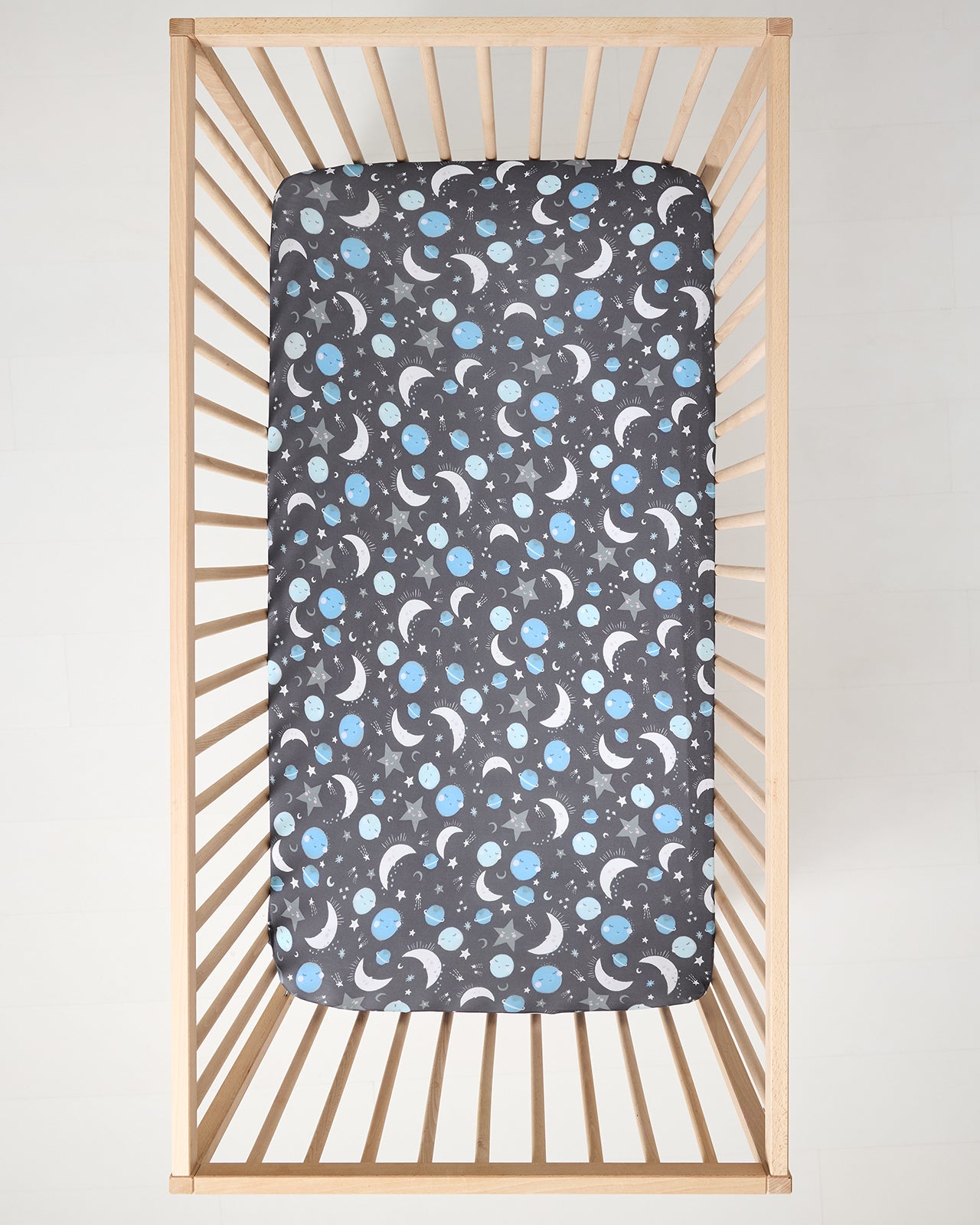 To the Moon & Back Blue Fitted Crib Sheet - Standard