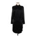 Zara Casual Dress - Shirtdress High Neck 3/4 sleeves: Black Solid Dresses - Women's Size Medium