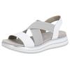 Riemchensandale REMONTE, Damen, Gr. 40, grau (weiß, hellgrau), Leder, sportlich, Schuhe, Sommerschuh, Sandalette, Keilabsatz, mit praktischem Gummizug