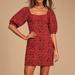 Free People Dresses | Free People Sunset Puff Sleeve Mini Dress Xs | Color: Blue/Red | Size: Xs