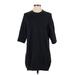 Fabletics Casual Dress - Shift Crew Neck 3/4 sleeves: Black Solid Dresses - Women's Size Large