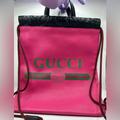 Gucci Bags | Gucci Logo Drawstring Backpack | Color: Black/Pink | Size: Os