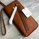 Free People Bags | Free People Vegan Leather Brown Distressed Zip Wallet | Color: Brown | Size: Os